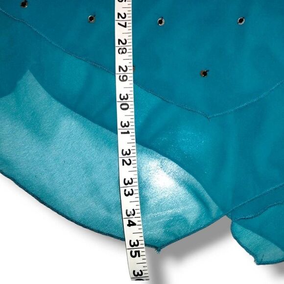 Mimi Singh Womens Dress‎ Sz Small Turquoise Silk Chiffon Beaded Asymmetrical Hem - Picture 11 of 11